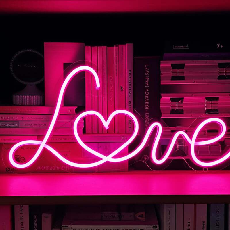 Pink Love LED Schild 6mm Acrylplatte – Pink leuchtende Wand-Deko