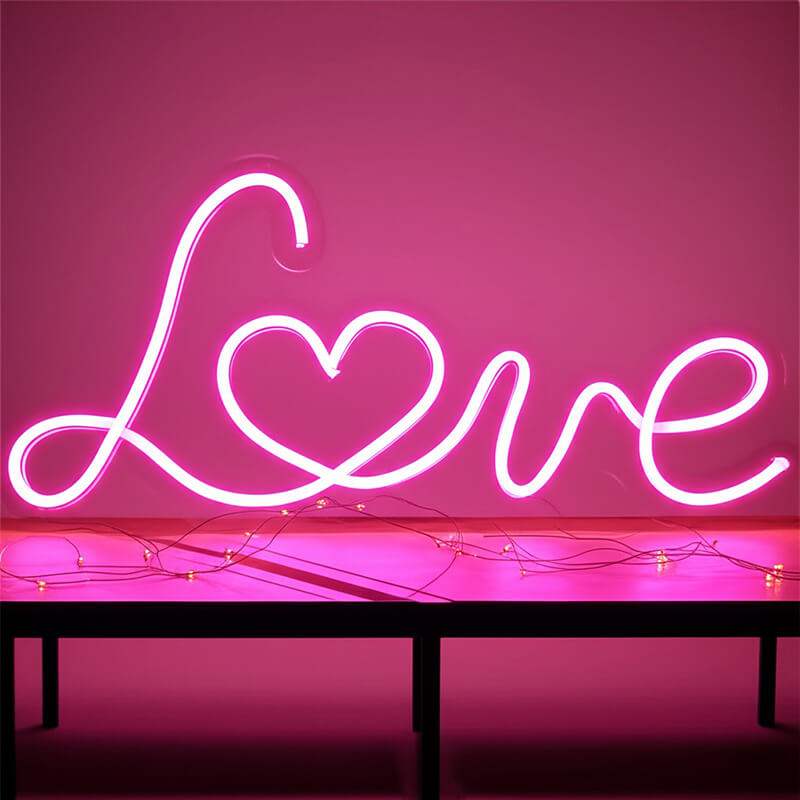 Pink Love Neon LED Schild USB – romantische Deko fürs Schlafzimmer
