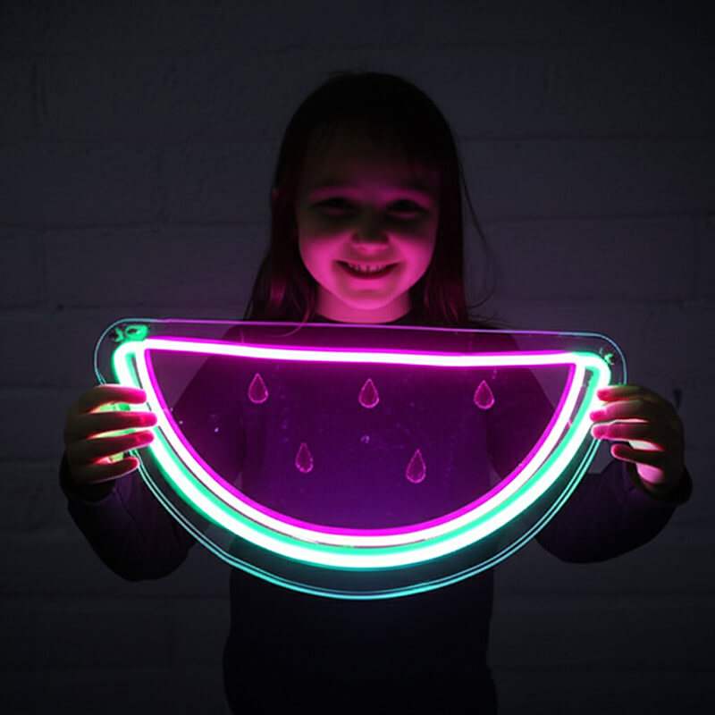 Wassermelone LED Leuchtschild beleuchtet – Frucht Wanddeko für Eisdiele