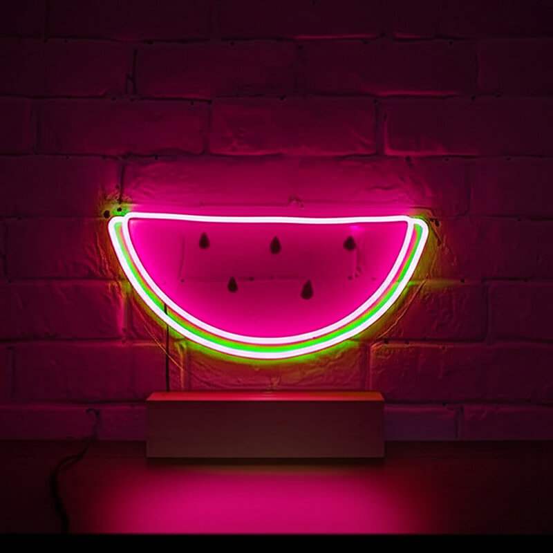Wassermelone Neonschild dimmbar 9 Stufen USB – handgefertigte Küchen Deko