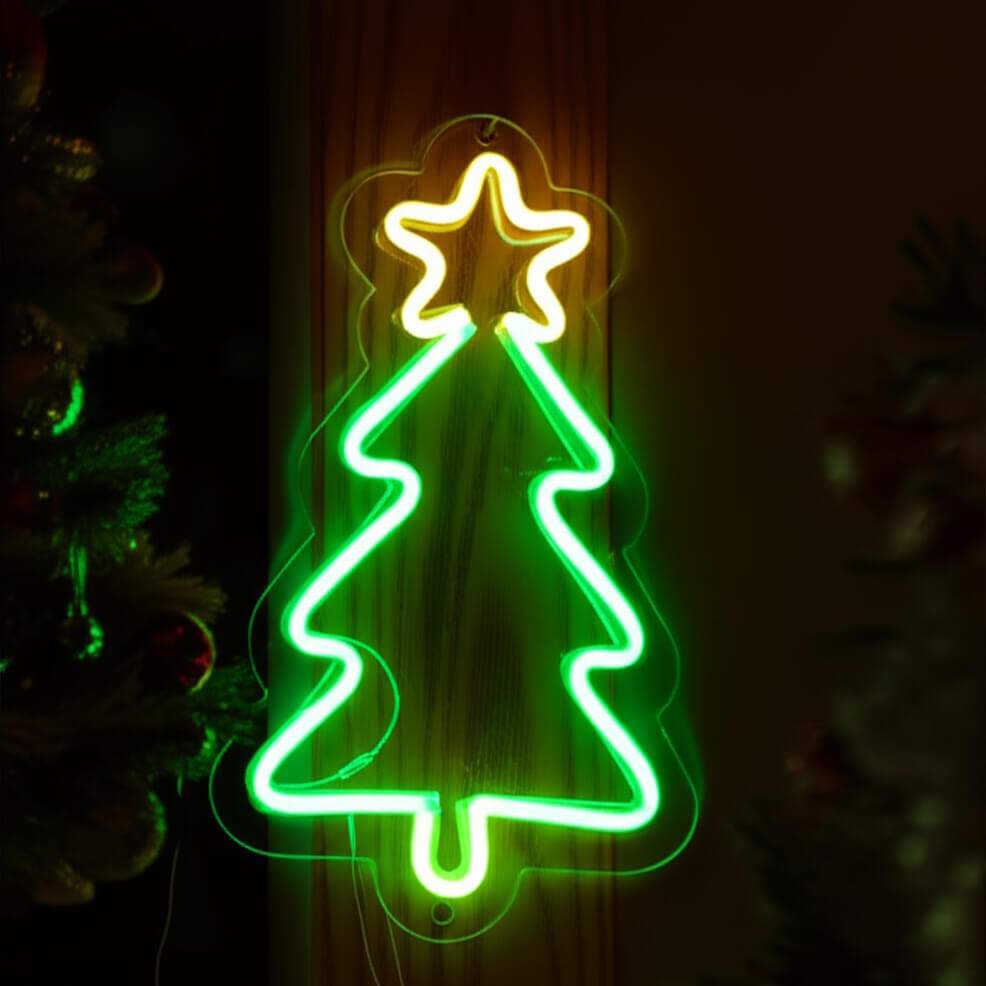 Weihnachtsbaum Leuchtschild – ganzjährige Tannenbaum Deko für Kinderzimmer