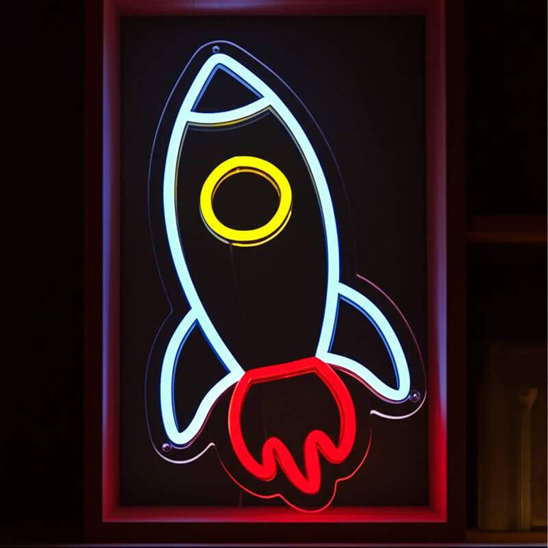 Rakete LED Schild 6mm Acrylplatte – dynamische Wanddeko fürs Jugendzimmer