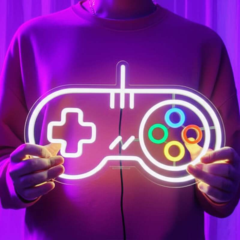 Retro Gaming Controller LED Leuchtschild beleuchtet – NES-Nostalgie Wanddeko