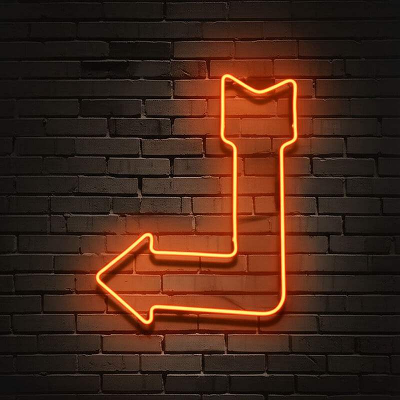 Richtungspfeil Neon LED Schild USB – Minimalist Deko fürs Wohnzimmer