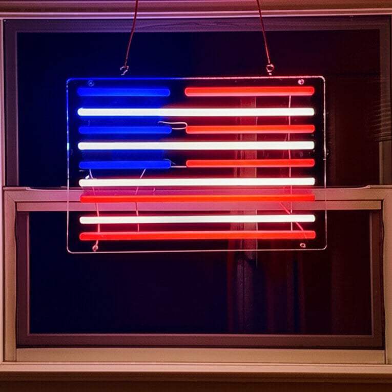 USA Flagge Neonschild dimmbar 9 Stufen USB – handgefertigte America Deko
