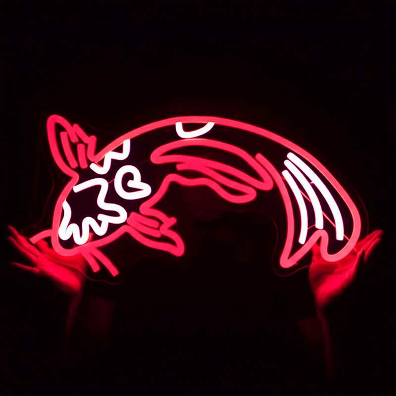 Koi Fisch Neon LED Schild beleuchtet – Sushi Restaurant Wand Deko
