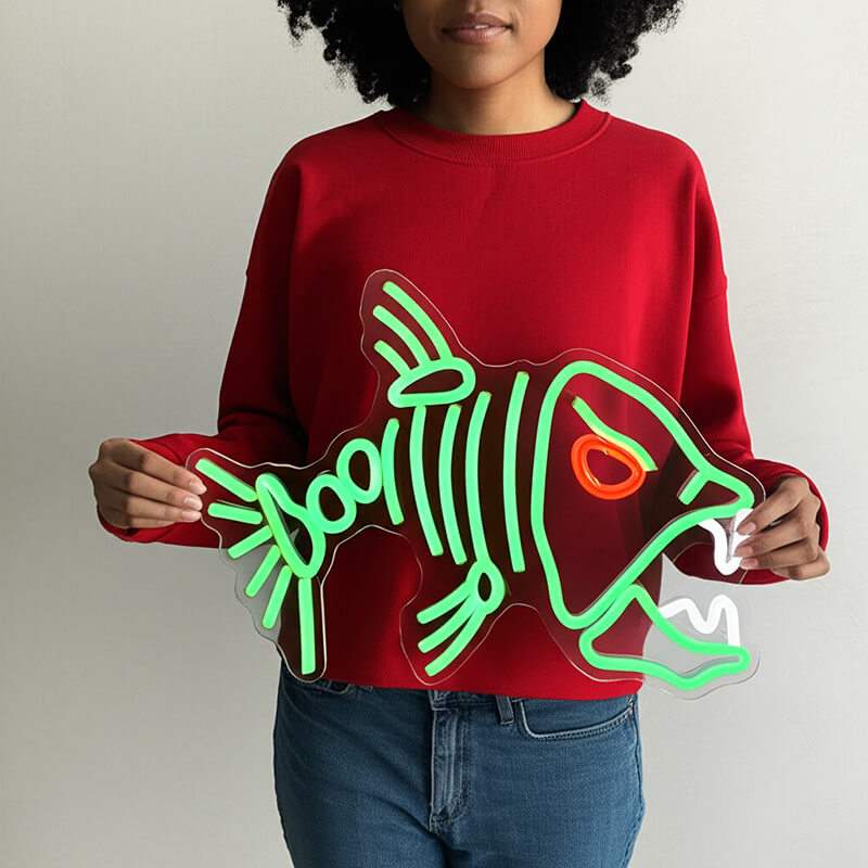 Piranha LED Leuchtschild beleuchtet – Raubfisch Wanddeko für Männerhöhle