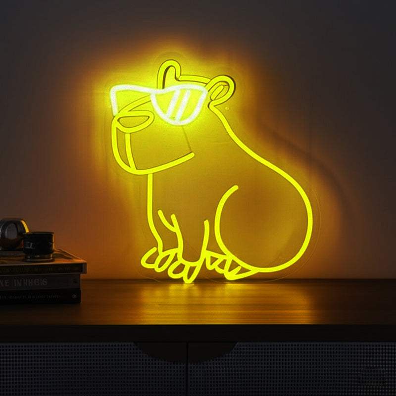 Cooler Hamster Neon LED Schild – handgefertigte Tier-Wanddeko für Kinderzimmer