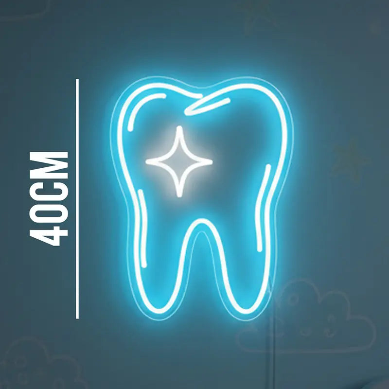 Zahn Leuchtschild – Wanddeko für Kieferorthopädie und Dentallabor