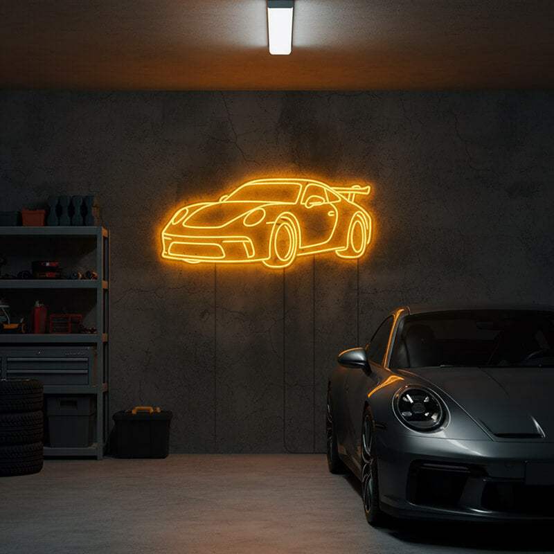 Sportwagen Neonschild dimmbar 9 Stufen 12V – handgefertigte Garagen-Kunst