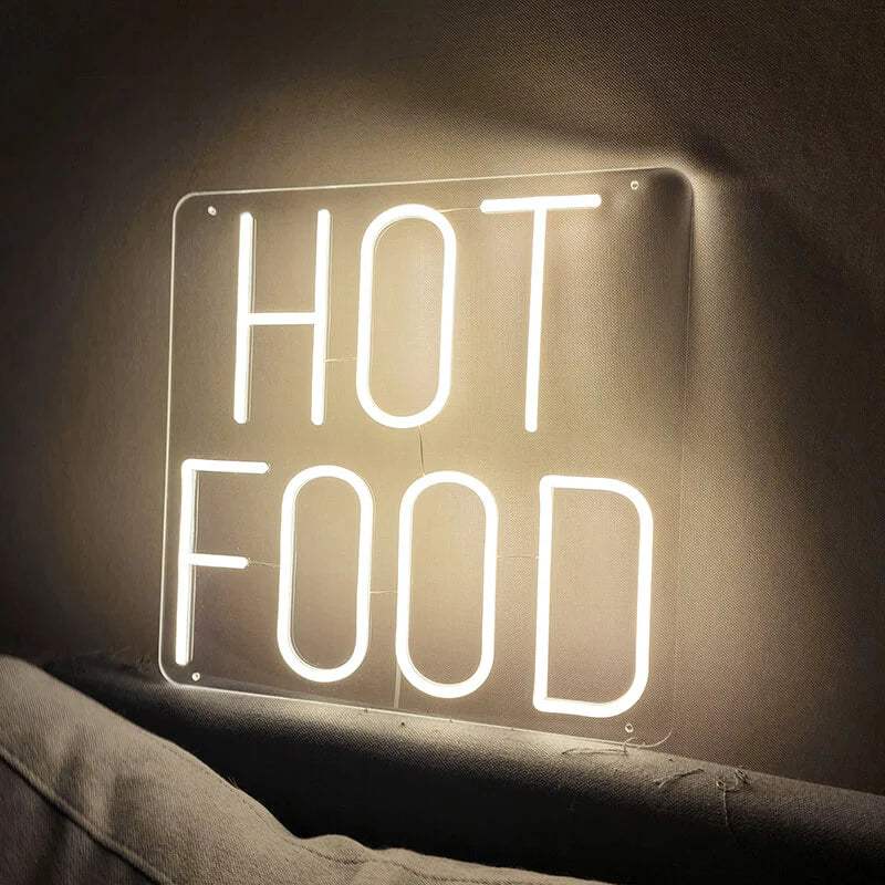 Hot Food Neon LED Schild USB – Restaurant Schaufenster Wanddeko