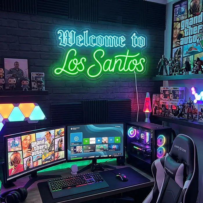Los Santos Set Neon LED Schild – 2 Designs, USB oder 12V | GTA Gaming Deko