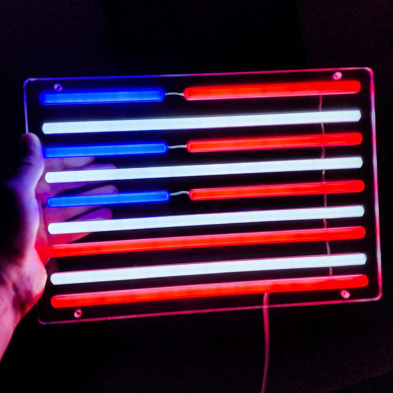 USA Flagge Neon LED Schild USB – Patriotische Deko mit Stars and Stripes