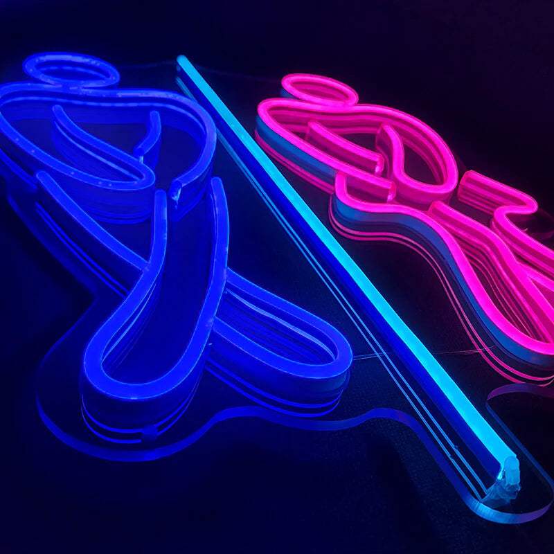WC Schild Mann Frau Neon Sign – Toiletten Wanddeko für Restaurant und Bistro