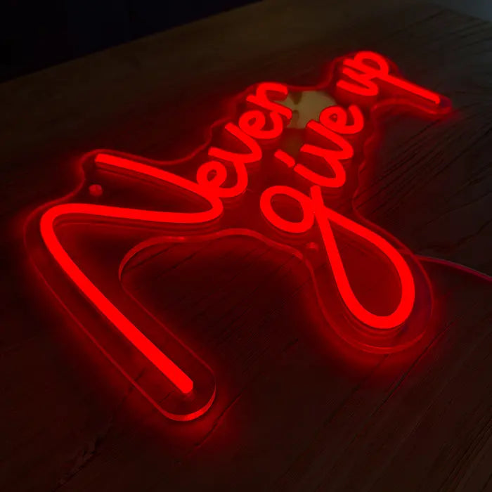 Never Give Up Neon LED Schild – USB, dimmbar | Homegym Wanddeko