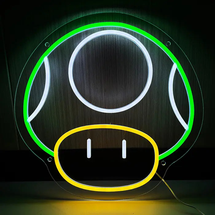 Super-Pilz Neon LED Schild – USB, dimmbar | Mario Gaming Wanddeko
