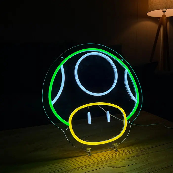 Super-Pilz Neon LED Schild – USB, dimmbar | Mario Gaming Wanddeko