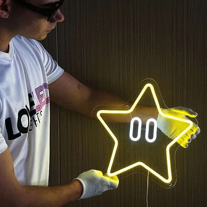 Super Star Neon LED Schild – USB Leuchtschild | Retro Gaming Wanddeko