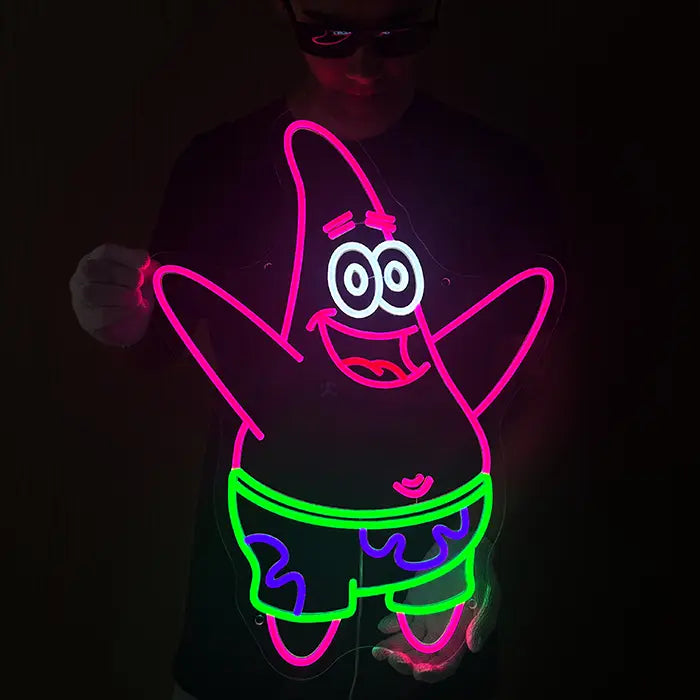 Happy Patrick Neon LED Schild – 12V Leuchtschild | SpongeBob Wanddeko