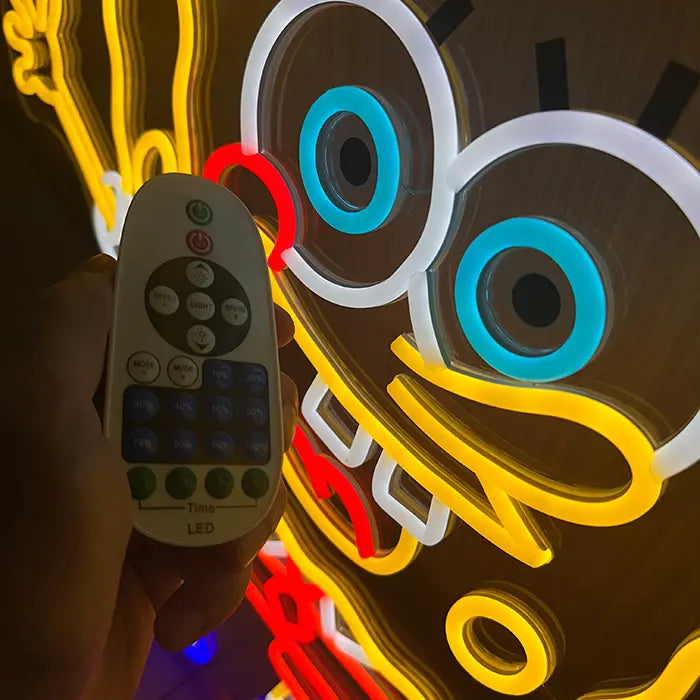 Happy Schwammkopf Neon LED Schild – 12V Leuchtschild | SpongeBob Wanddeko