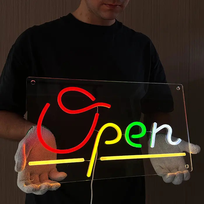 "OPEN" Neon LED Schild – USB Leuchtschild | Ladengeschäft Schild