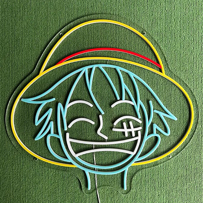 Strohhut Luffy Neon LED Schild – XL 12V Leuchtschild | One Piece Fan Wanddeko