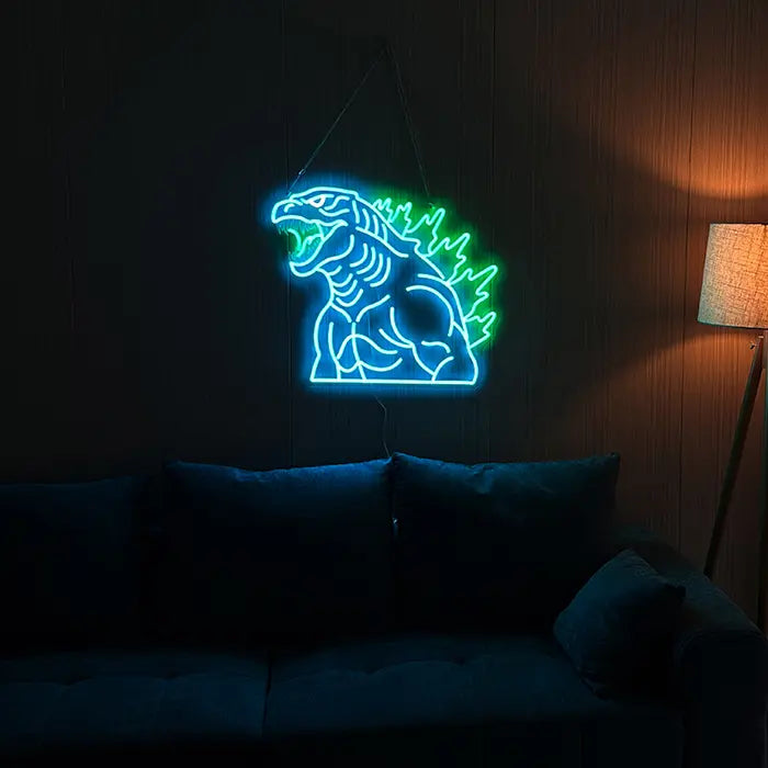 Godzilla „Kraft grüner Flamme“ Neon LED Schild – Dimmbar mit Fernbedienung | Japan Anime Deko