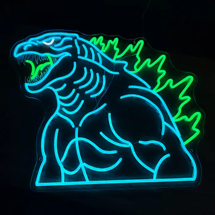 Godzilla „Kraft grüner Flamme“ Neon LED Schild – Dimmbar mit Fernbedienung | Japan Anime Deko