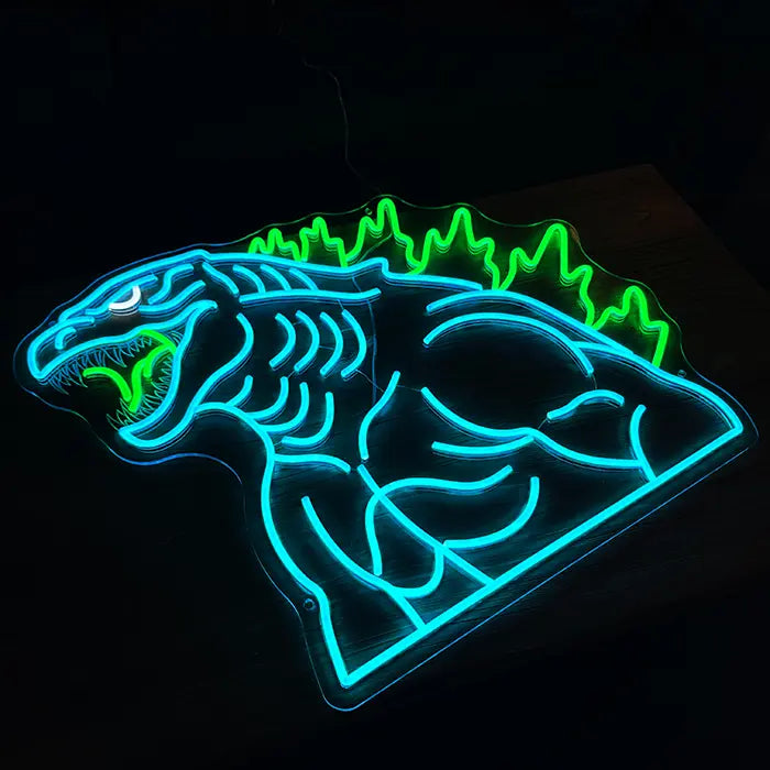 Godzilla „Kraft grüner Flamme“ Neon LED Schild – Dimmbar mit Fernbedienung | Japan Anime Deko