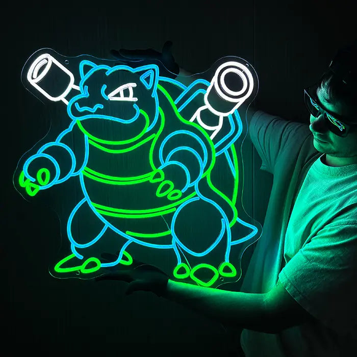 Pokémon Turtok Neon LED Schild – Dimmbar mit Fernbedienung | Pokémon Gaming Wanddeko