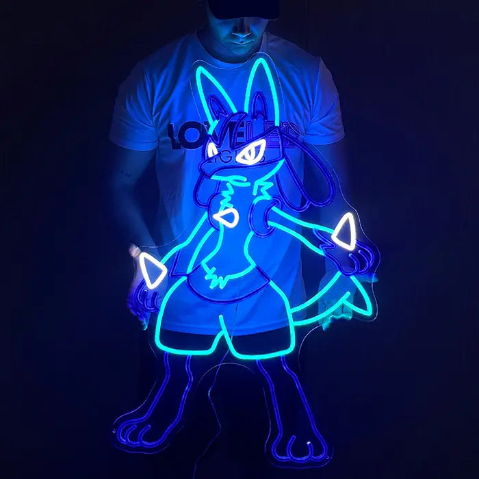 Lucario LED Leuchtschild beleuchtet – Aura-Pokémon Wanddeko fürs Mancave