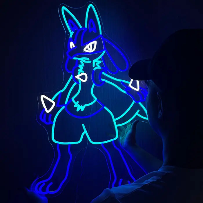 Lucario Neonschild dimmbar 10 Stufen 12V mit Fernbedienung – handgefertigte Anime Deko