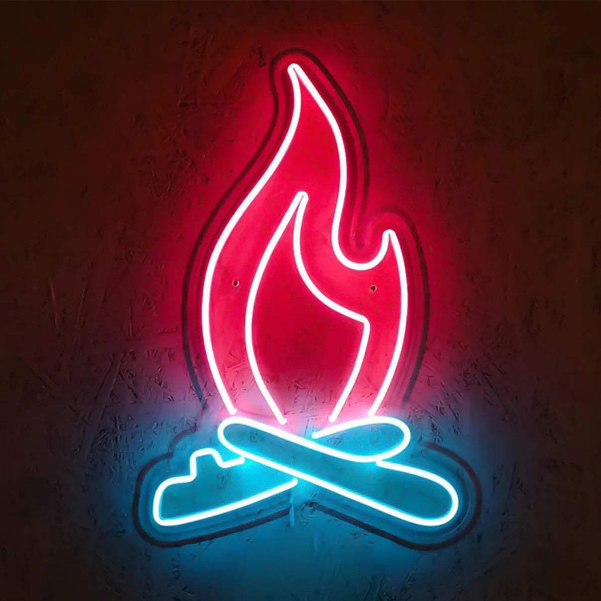 Lagerfeuer Neon LED Schild USB – Outdoor Deko Wandbild für gemütliche Atmosphäre