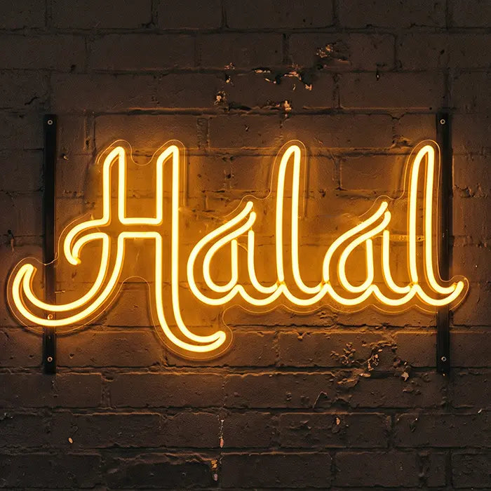 Halal Gold Neon LED Schild – Dimmbar mit Fernbedienung | Gastronomie Deko
