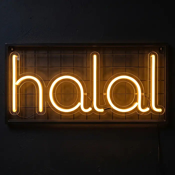 Halal Mini Neon LED Schild – USB, dimmbar | Gastronomie Deko