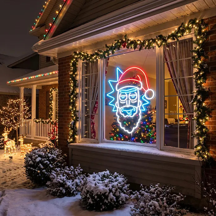Weihnachtsmann Rick Neon LED Schild – Dimmbar mit Fernbedienung | Rick and Morty Weihnachtsdeko