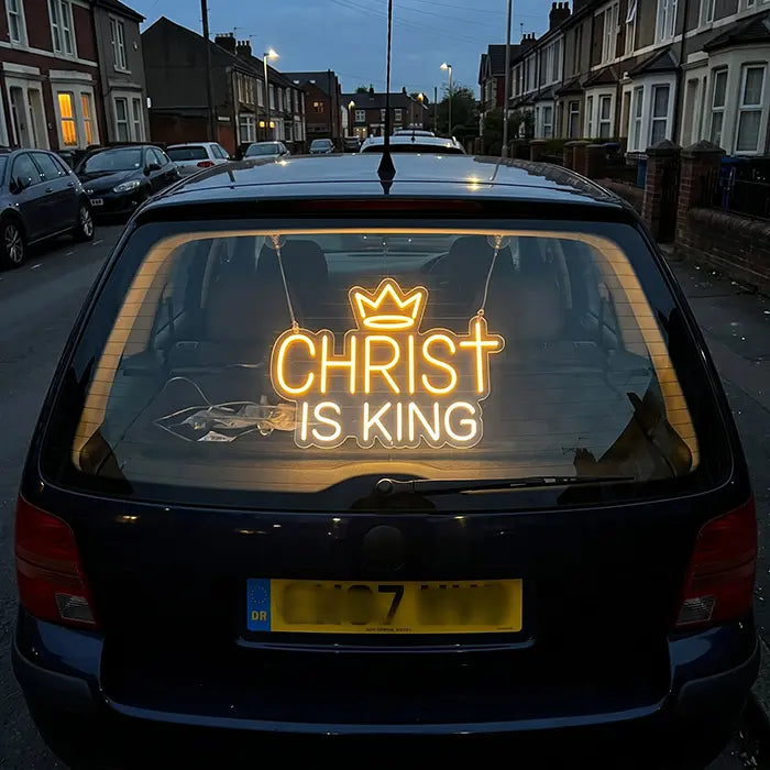 Christ is King Set Neon LED Schild – 7 Designs, USB oder 12V | Christliche Deko