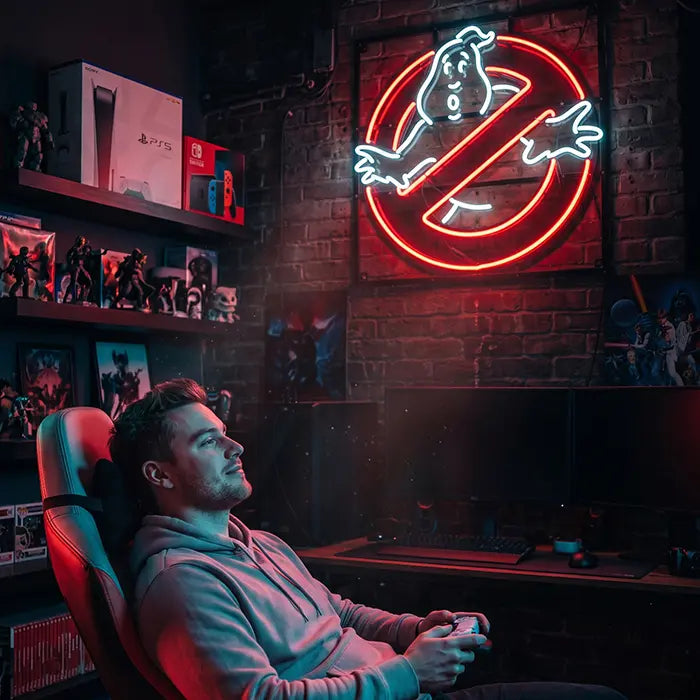 Ghostbusters Logo Neon LED Schild – USB Leuchtschild | Filmfan Wanddeko