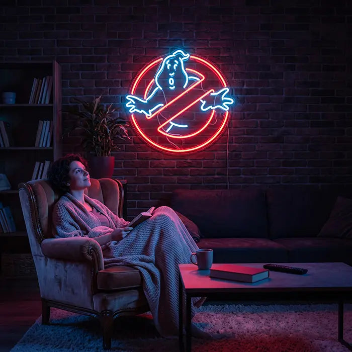 Ghostbusters Logo Neon LED Schild – USB Leuchtschild | Filmfan Wanddeko