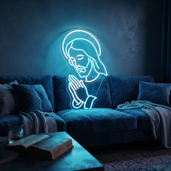 "Bitte um Vergebung" Jesus LED Neoschild XL 55cm
