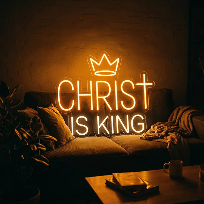 Christ is King Set Neon LED Schild – 7 Designs, USB oder 12V | Christliche Deko