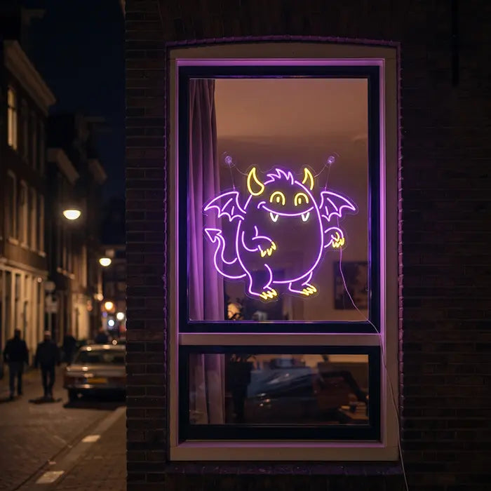 Pummel-Monster Neon LED Schild – Dimmbar mit Fernbedienung | Monster Kinderzimmer Deko