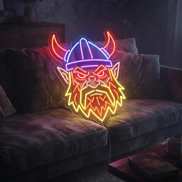 Böser Wikinger Neon LED Schild – Dimmbar mit Fernbedienung | Wikinger Männerhöhle Deko