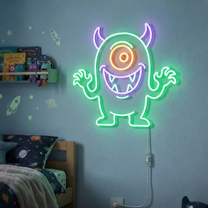Monster Bob Neon LED Schild – Dimmbar mit Fernbedienung | Monster Kinderzimmer Deko
