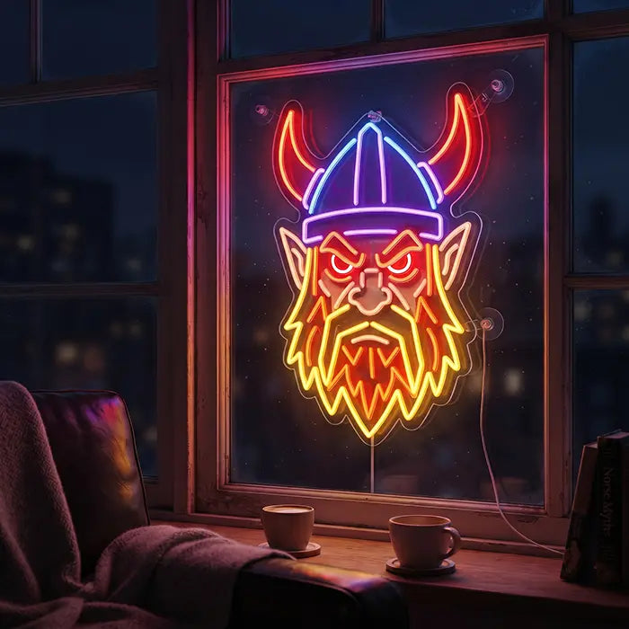 Böser Wikinger Neon LED Schild – Dimmbar mit Fernbedienung | Wikinger Männerhöhle Deko