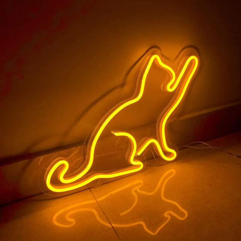 Katze Neon LED Schild USB – Kinderzimmer und Spielzimmer Tierliebe Deko