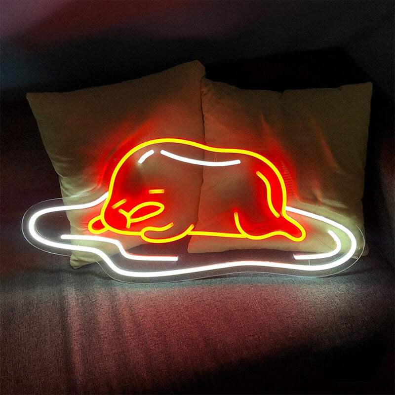 Faules Ei Neon LED Schild beleuchtet – Couch Potato Wohnzimmer Deko