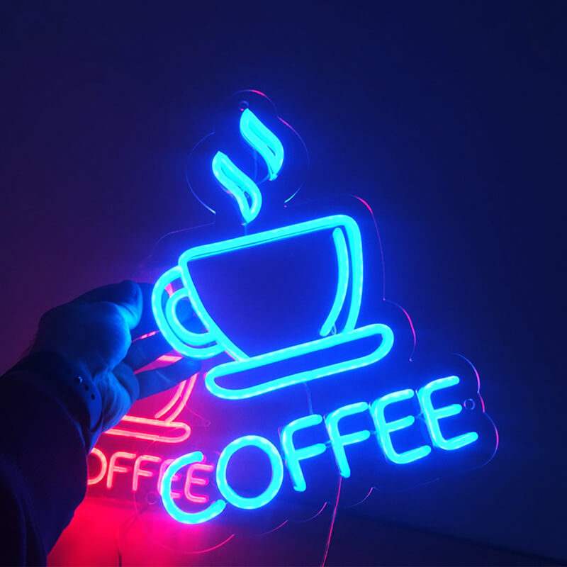 Coffee Neon LED Schild USB – Kaffee Wanddeko mit großem Schriftzug