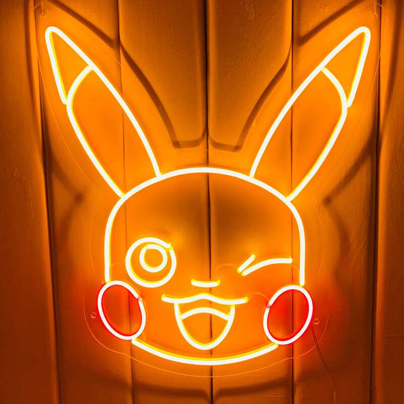 Pika Pika Neonschild dimmbar 9 Stufen USB – handgefertigte Pokémon Wanddeko