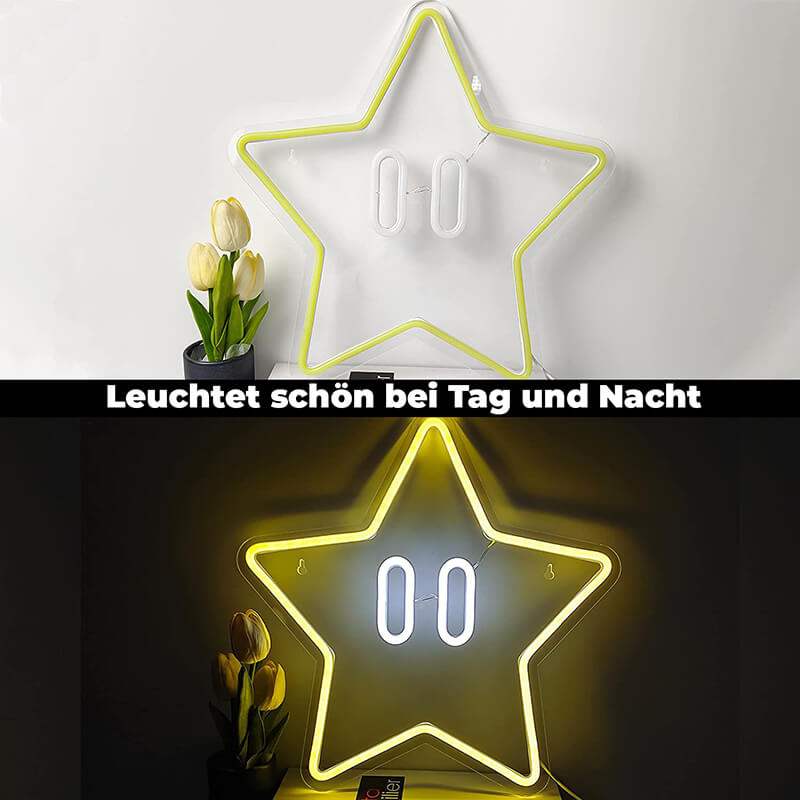 Super Star Retro Stern Neon Sign – Gaming Wanddeko fürs Streamer Setup